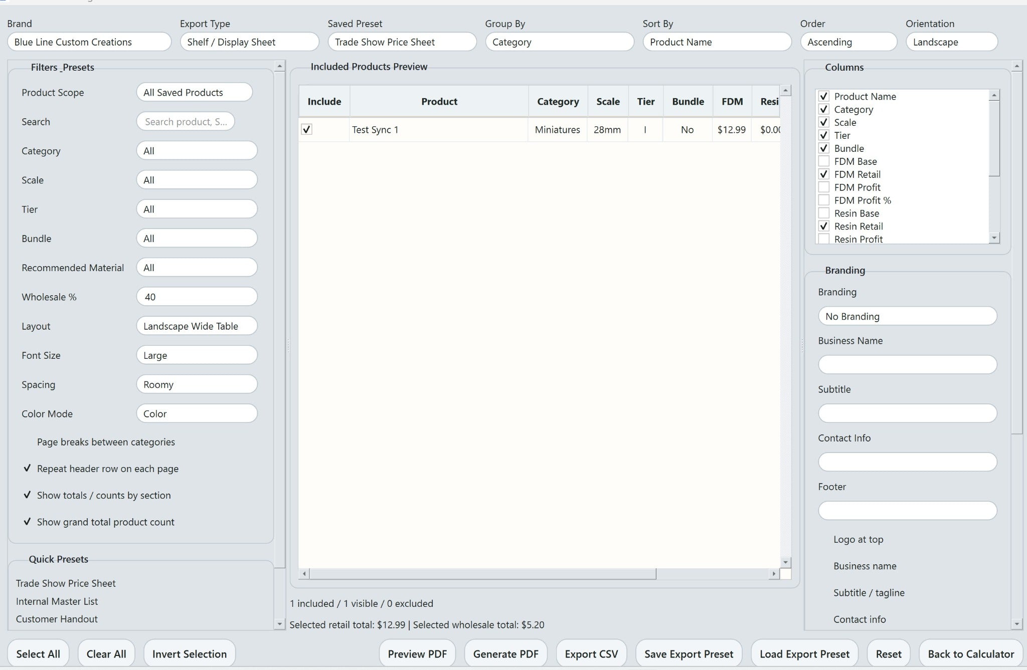 Price sheet manager
